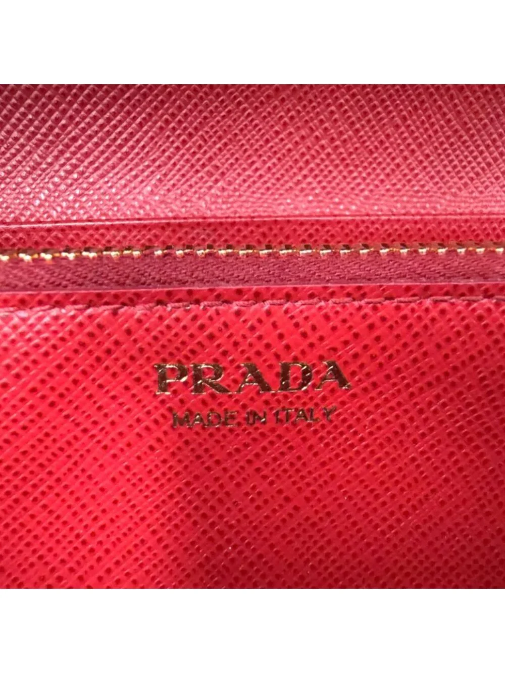 Prada Saffiano Metal Bifold Leather Pink Beige Wallet Gold